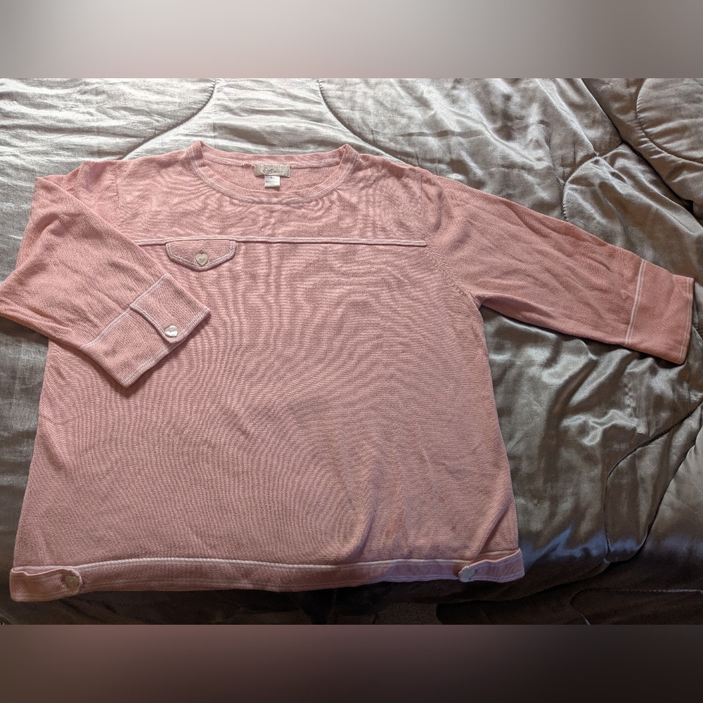 Christopher & Banks 3/4 Pastel Pink sweater